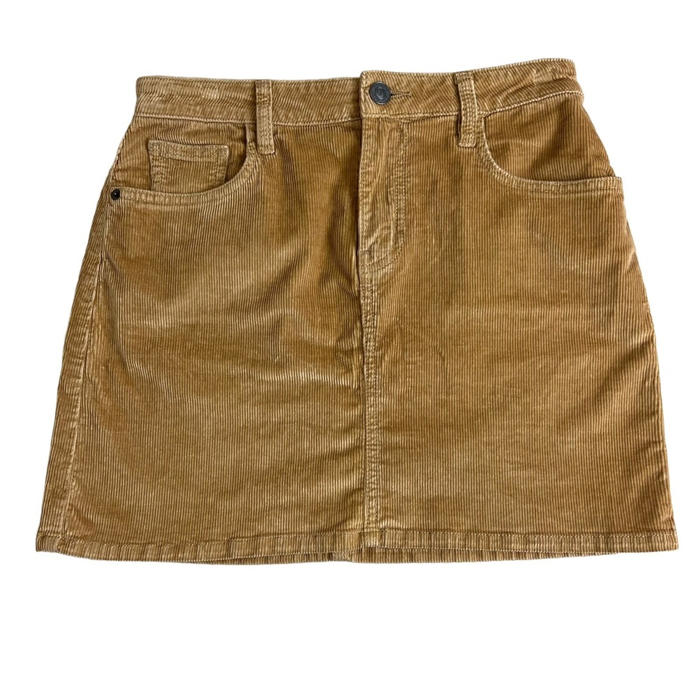 Current/Elliott Womens 27 Corduroy Mini Skirt Tan Camel Cotton Blend 18-3-002639